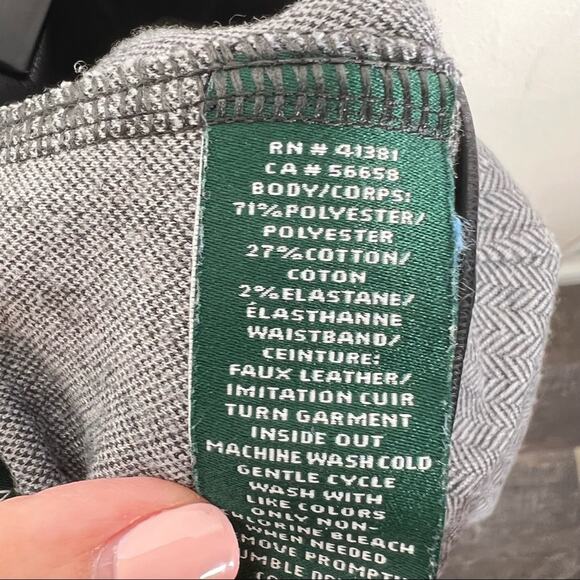 Ralph Lauren gray black houndstooth skirt w faux leather trim petite small B 156 - Picture 4 of 5